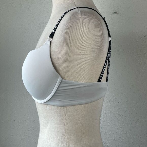 Pre-Owed Victoria’s Secret Womens White with Black Straps Bar Size 32DD - Picture 3 of 4
